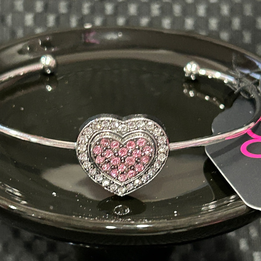 Paparazzi Stunning Soulmates Heart Charm Silver Bracelet with Pink Accents